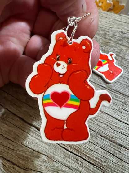 Rainbow Heart Bear Earrings