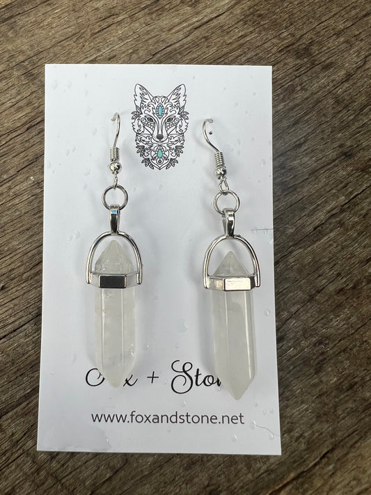 Clear Quartz Natural Gemstone Earrings