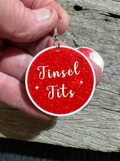 Merry Christmas Tinsel Earrings