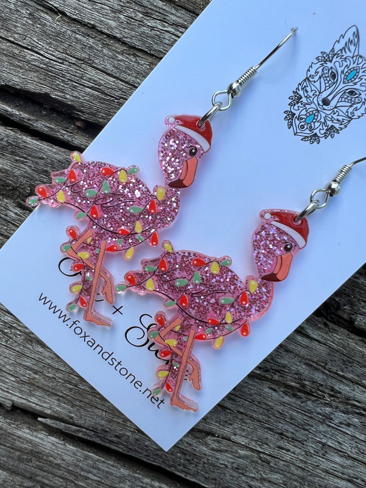 Merry Christmas Flamingo Earrings