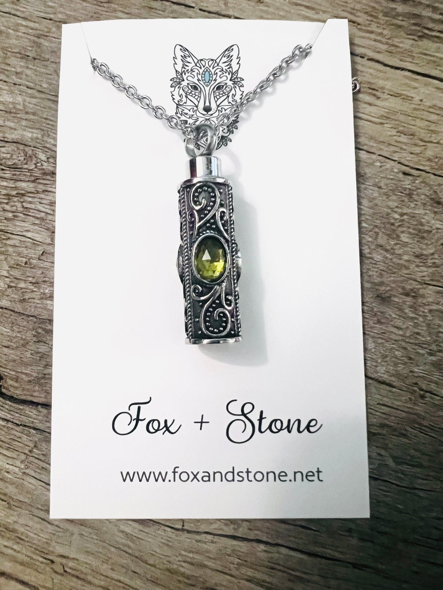Ashes Keepsake Pendant Stainless Steel Lime Stones