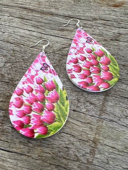 Teardrop Wood Tulip Earrings