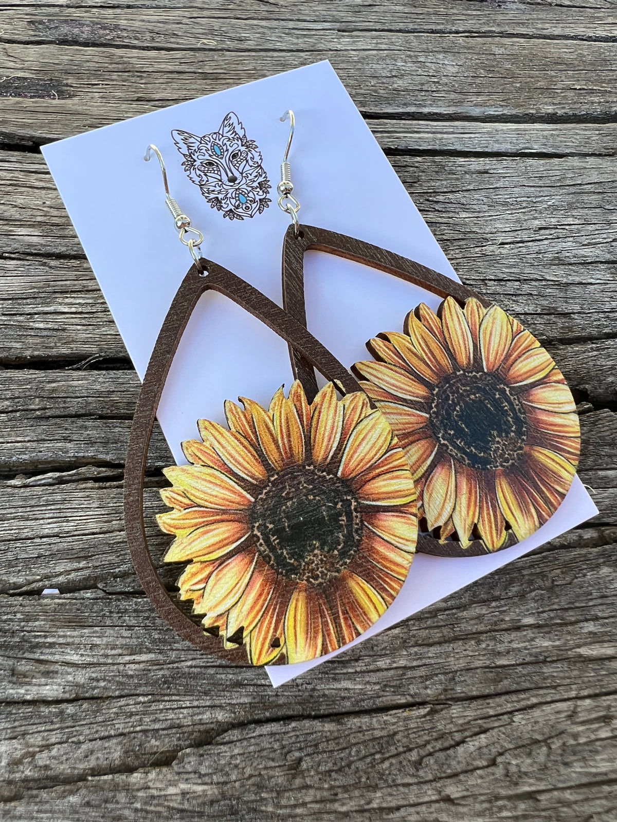 Sunflower Wood Earrings