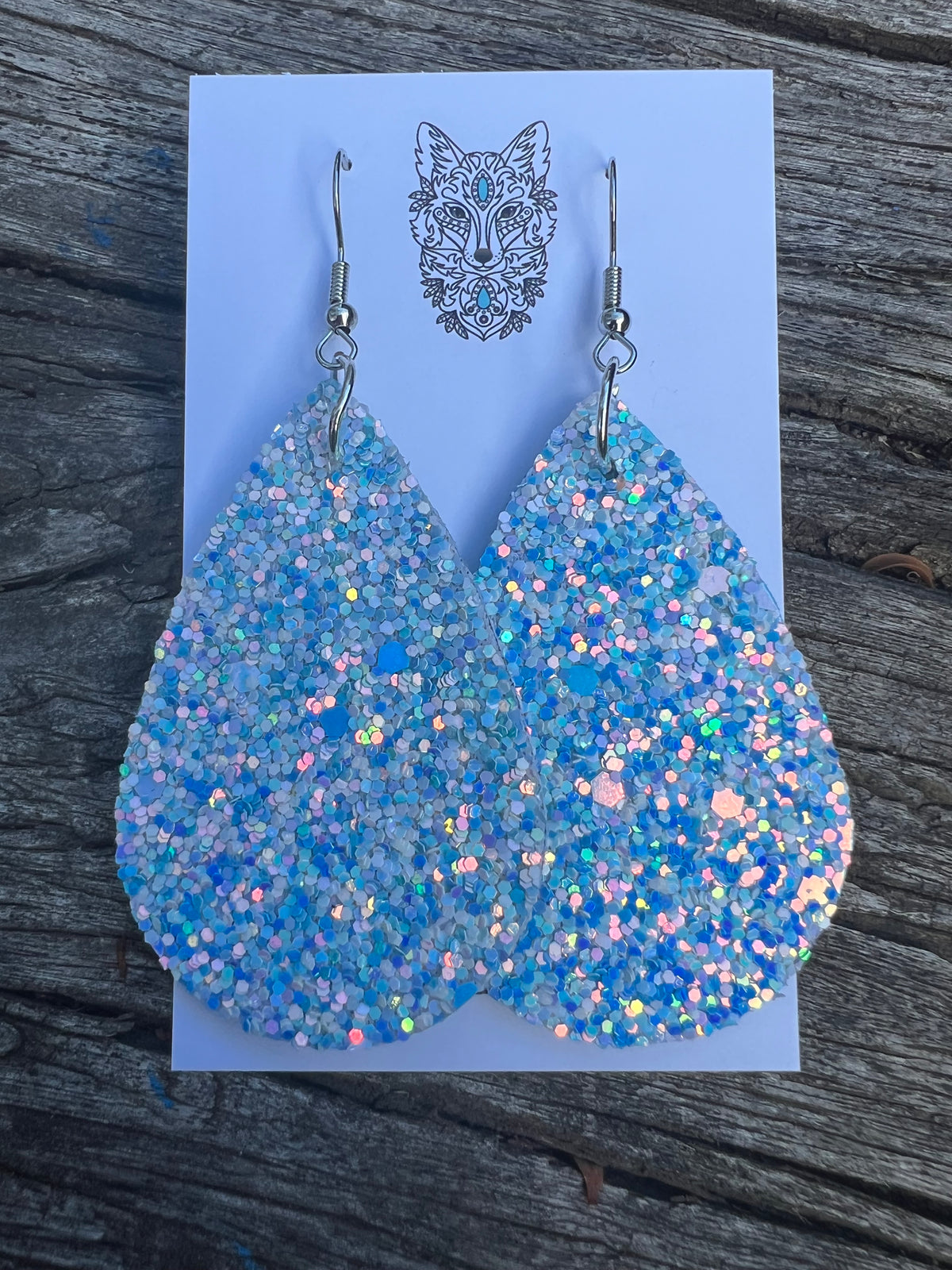 Ice Blue High Sparkle Large Sequin Earrings
