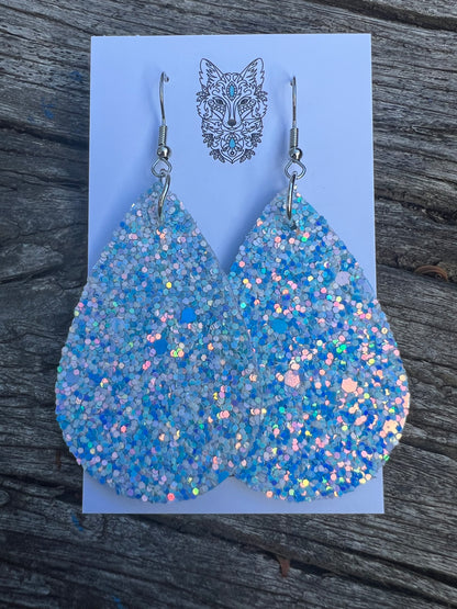 Ice Blue High Sparkle Large Sequin Earrings