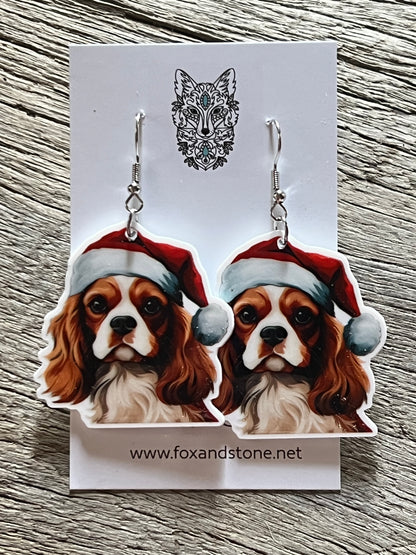 King Charles Xmas Dog Earrings