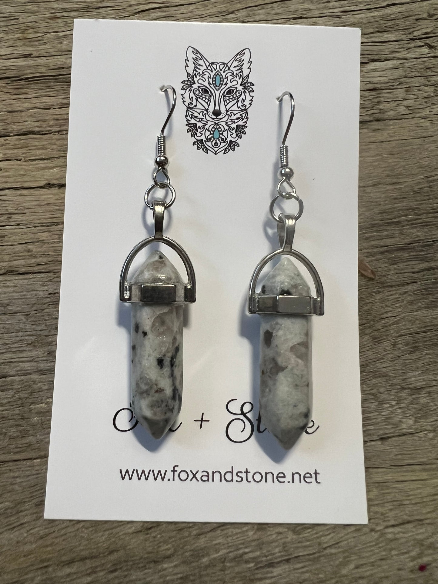 Kiwi Jasper Gemstone Bullet Point Earrings