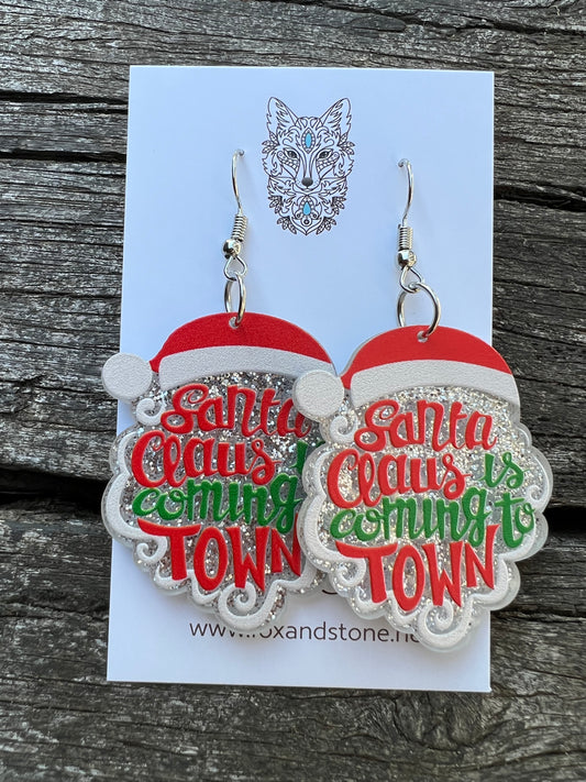 Santa Claus Is Coming Resin Earrings