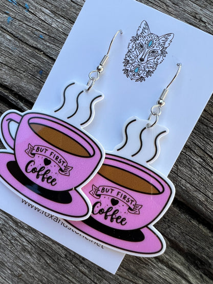 Pink Coffee Cup Earrings