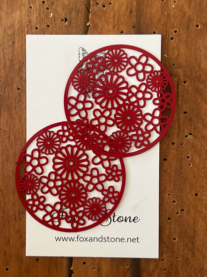 Natasha Red Filigree Earrings