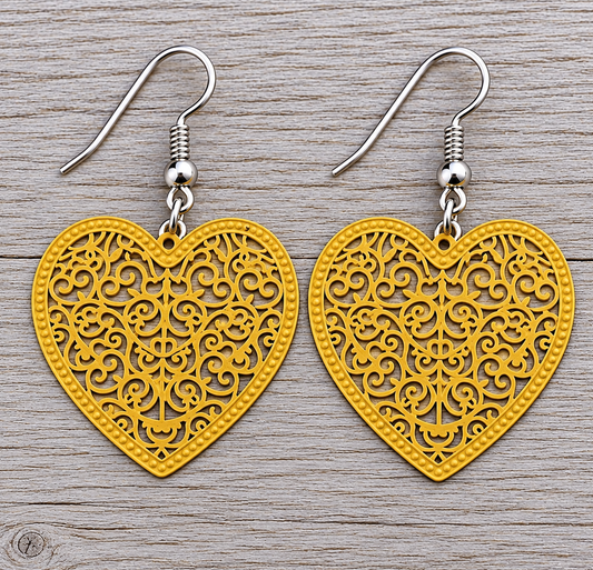 Heart Filigree Sunshine Earrings