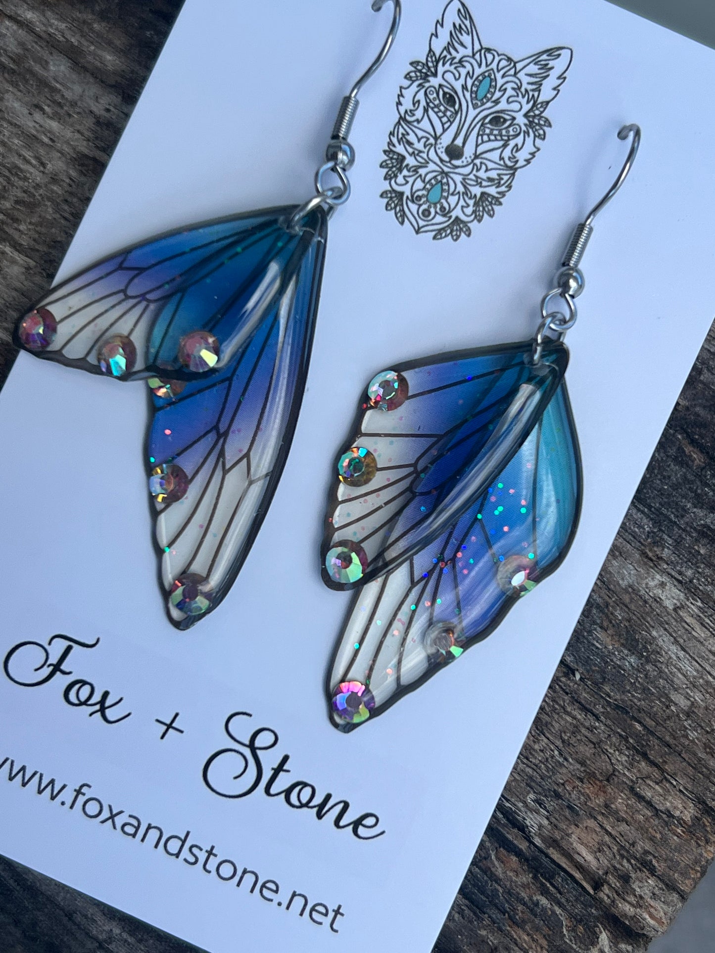 Blue Bell Fairy/Butterfly Wing Earrings