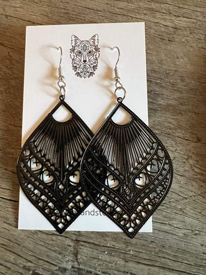 Samantha Black Filigree Earrings