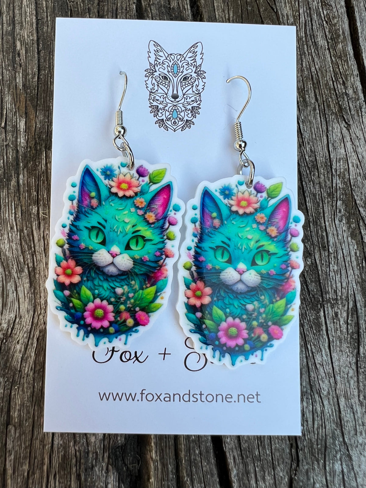 Pretty Floral Cat Earrings