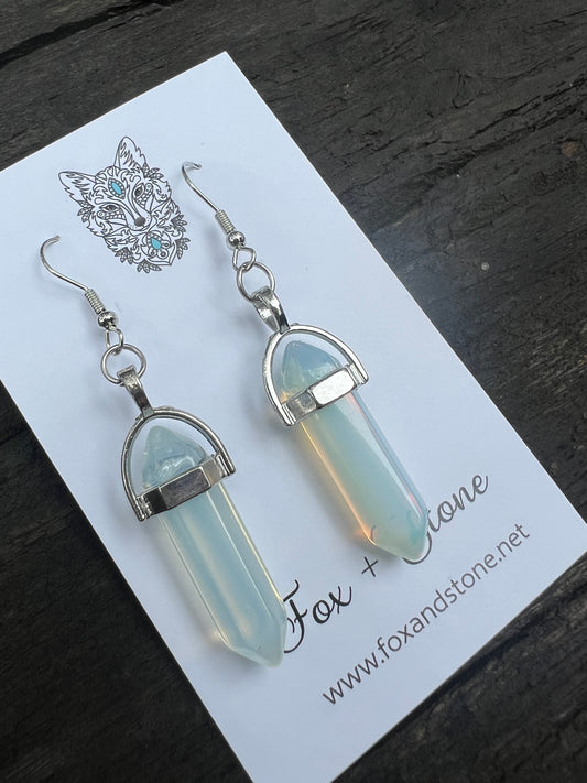 Opalite Gemstone Bullet Point Earrings