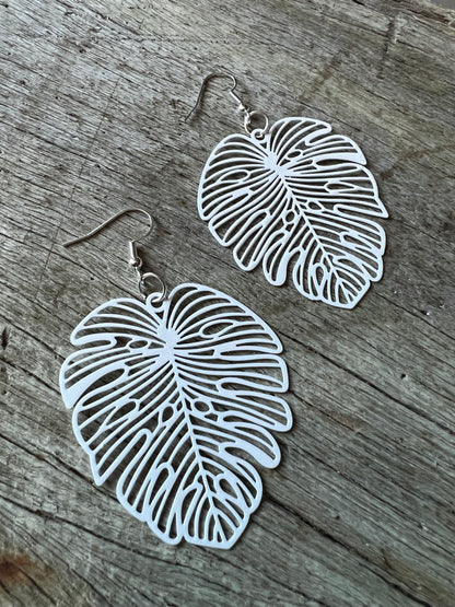 Athena White Leaf Earrings