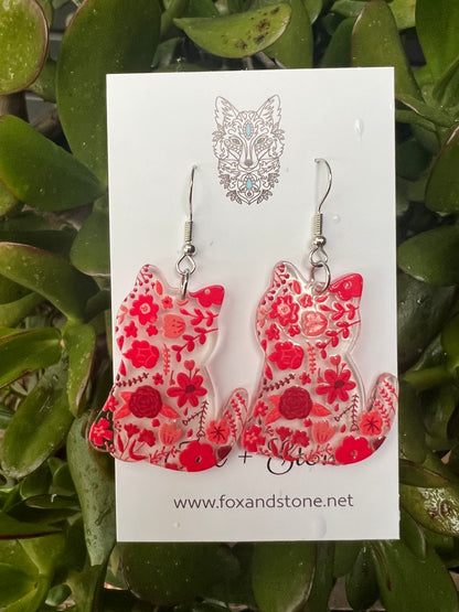 Red Cat Earrings