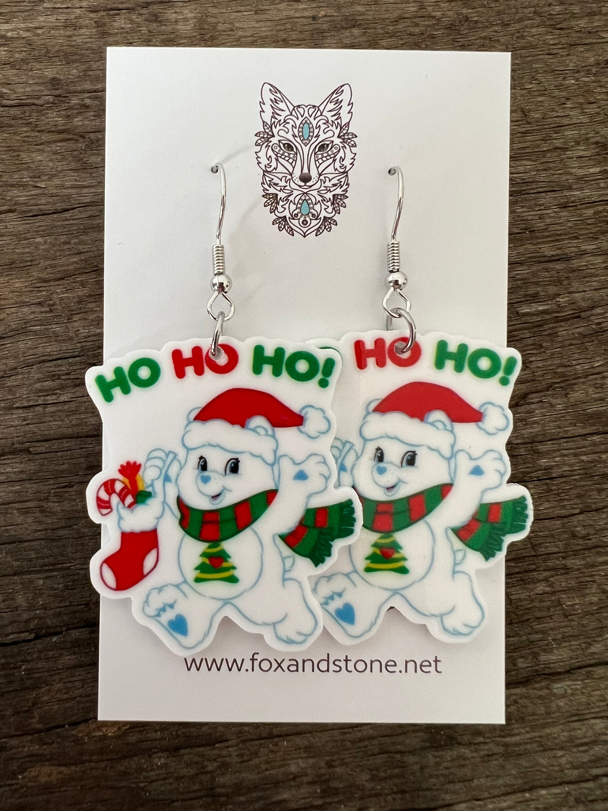 Merry Care Bear Christmas Earrings