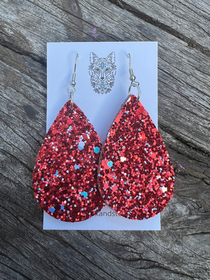 Fire Red High Sparkle Large Sequin Earrings