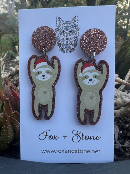 Christmas Sloth Earrings