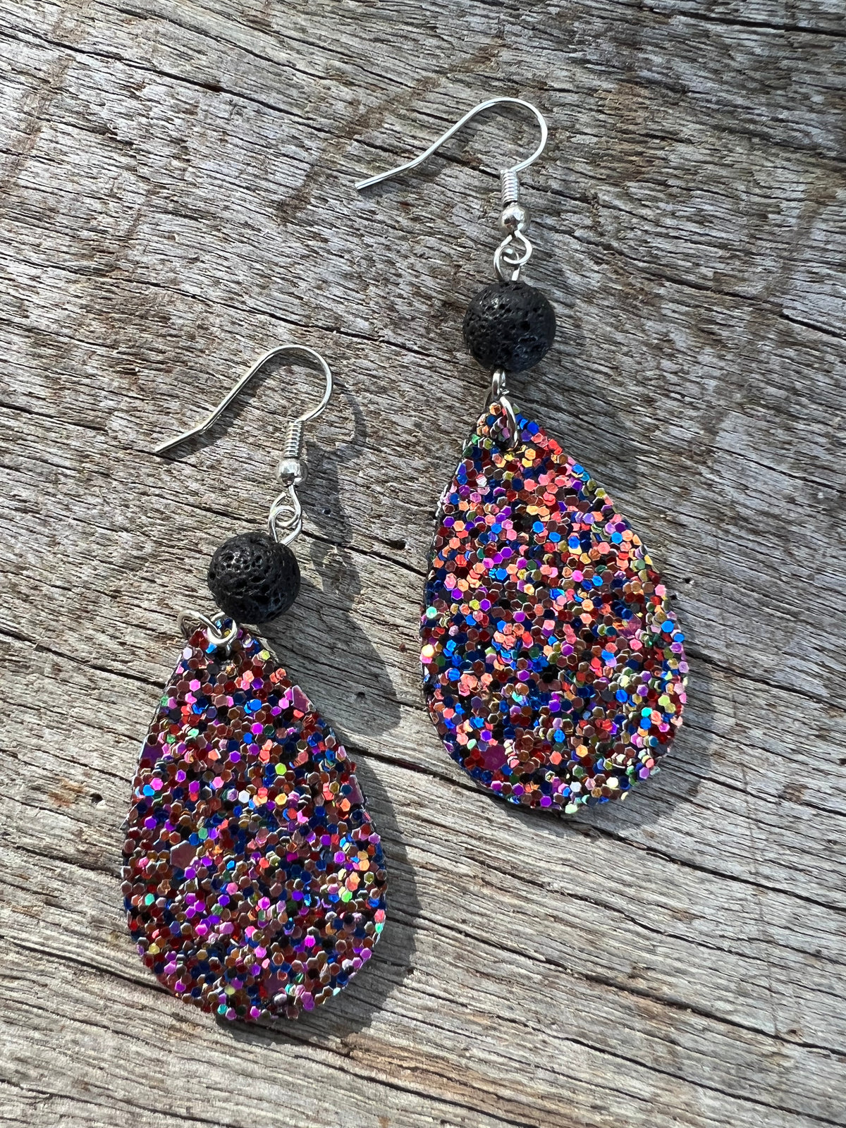 Funfetti Sparkle Lave Rock Earrings