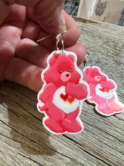 Pink Double Love Bear Earrings