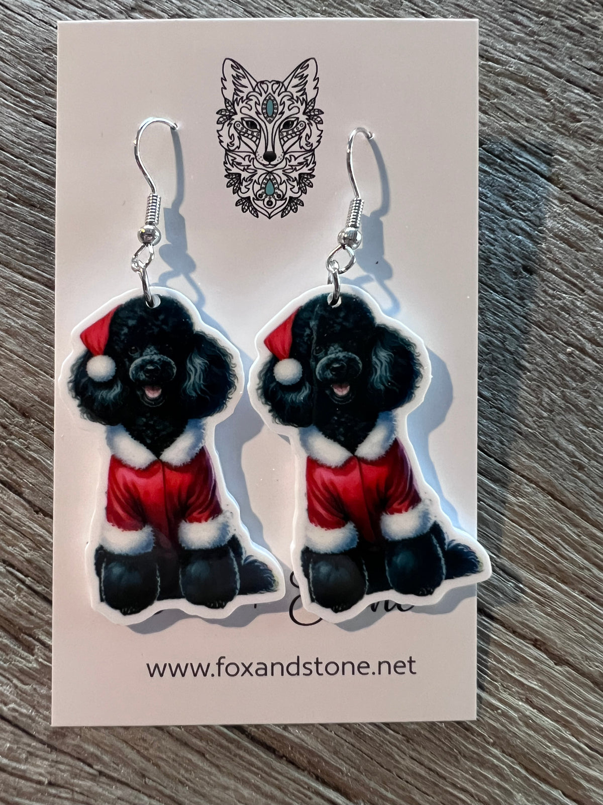 Poodle Love  Xmas Dog Earrings