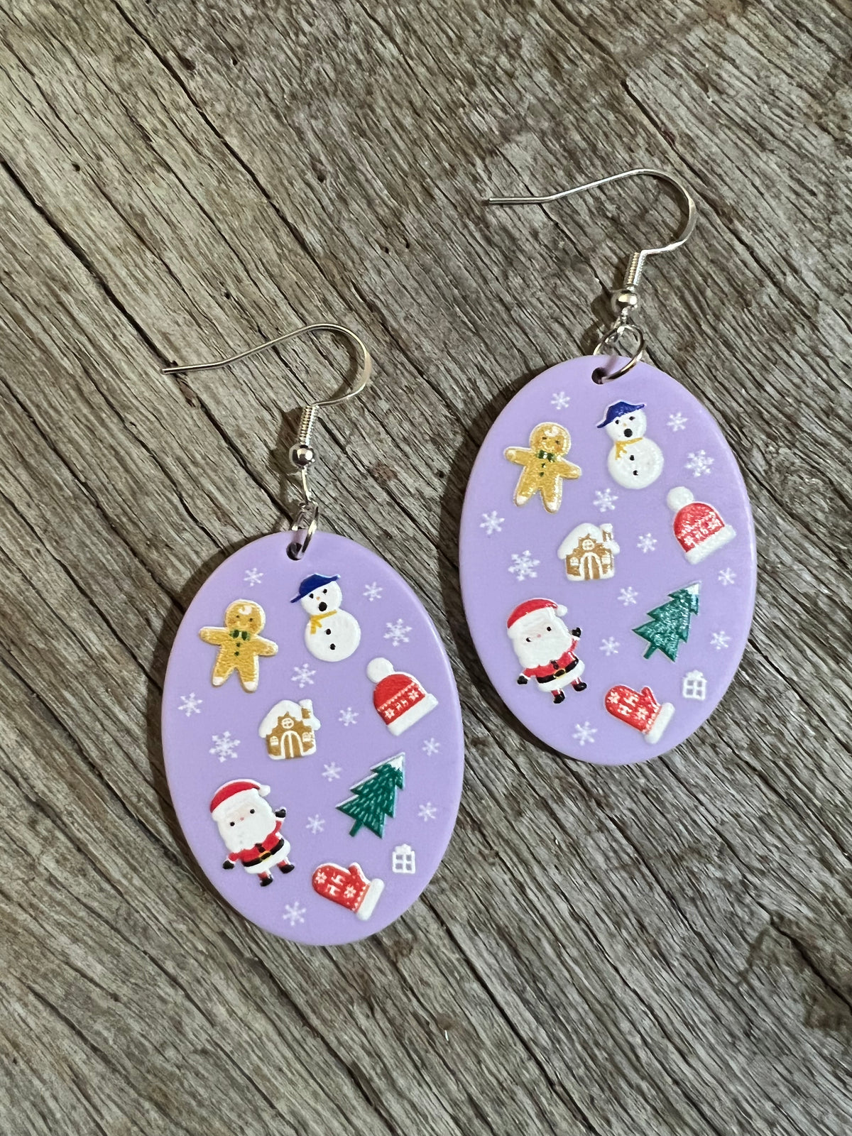 Merry Christmas Purple Earrings