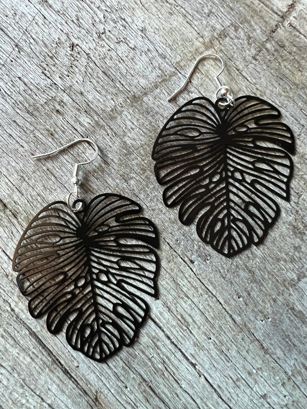 Athena Black Leaf Earrings