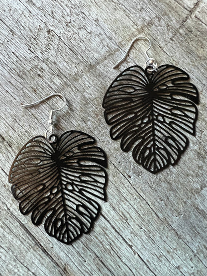 Athena Black Leaf Earrings