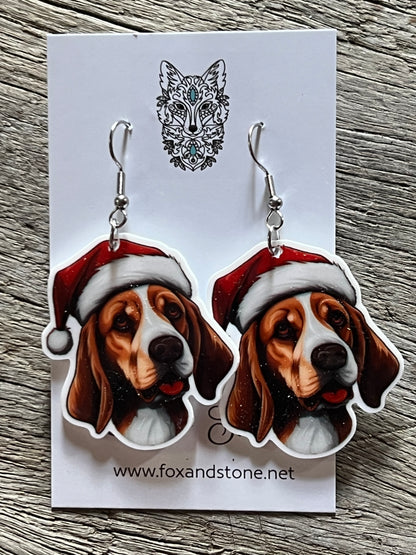 Beagle Xmas Dog Earrings