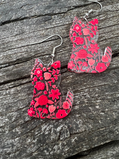 Red Cat Earrings