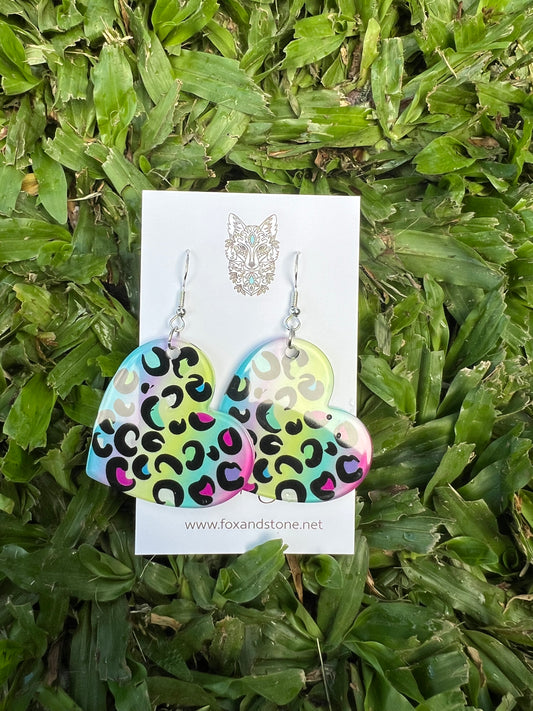 Heart Cheetah Earrings