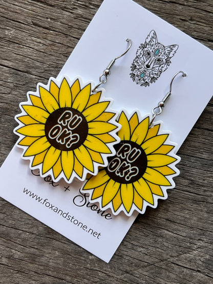 RU OK Sunflower Earrings