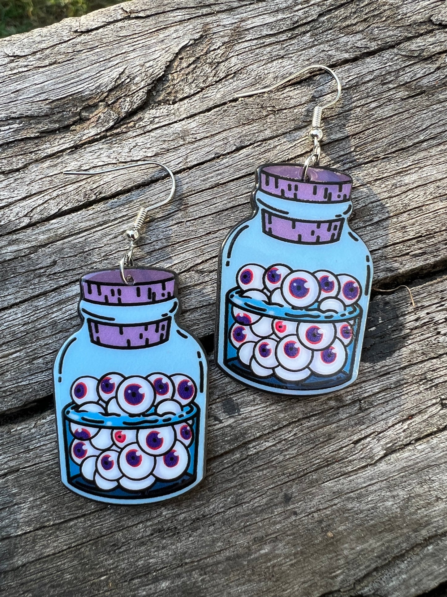 Jar of Eyeballs Halloween Earrings