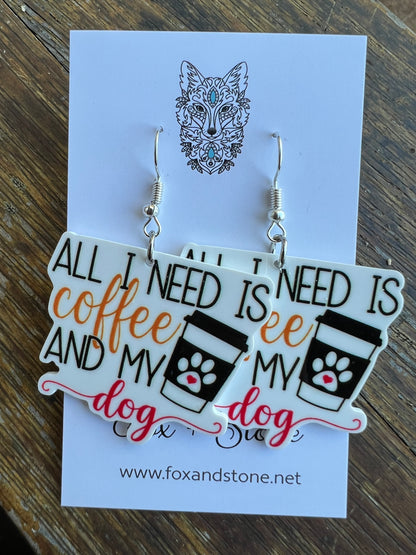 Coffee and My Dog Earrings