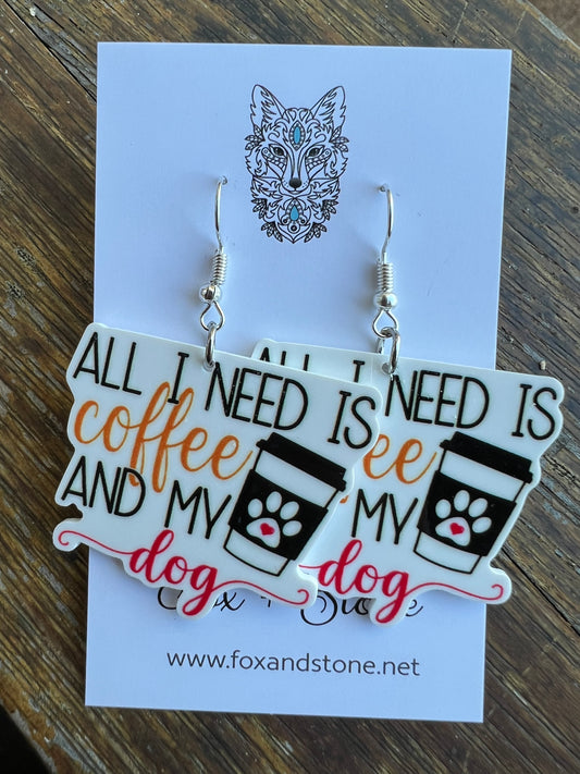 Coffee and My Dog Earrings