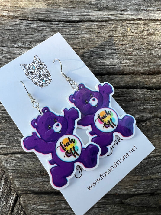 F Off Naughty Bear Earrings