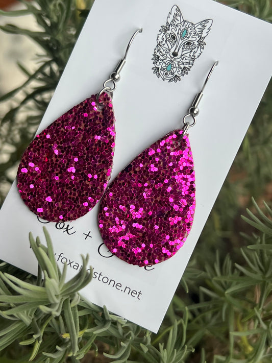 Hot Pink Sequin Earrings