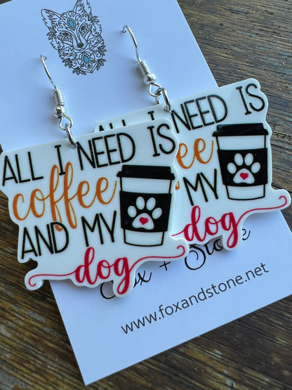 Coffee and My Dog Earrings