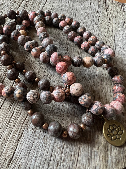 Leopard Jasper Gemstone Beaded Mala