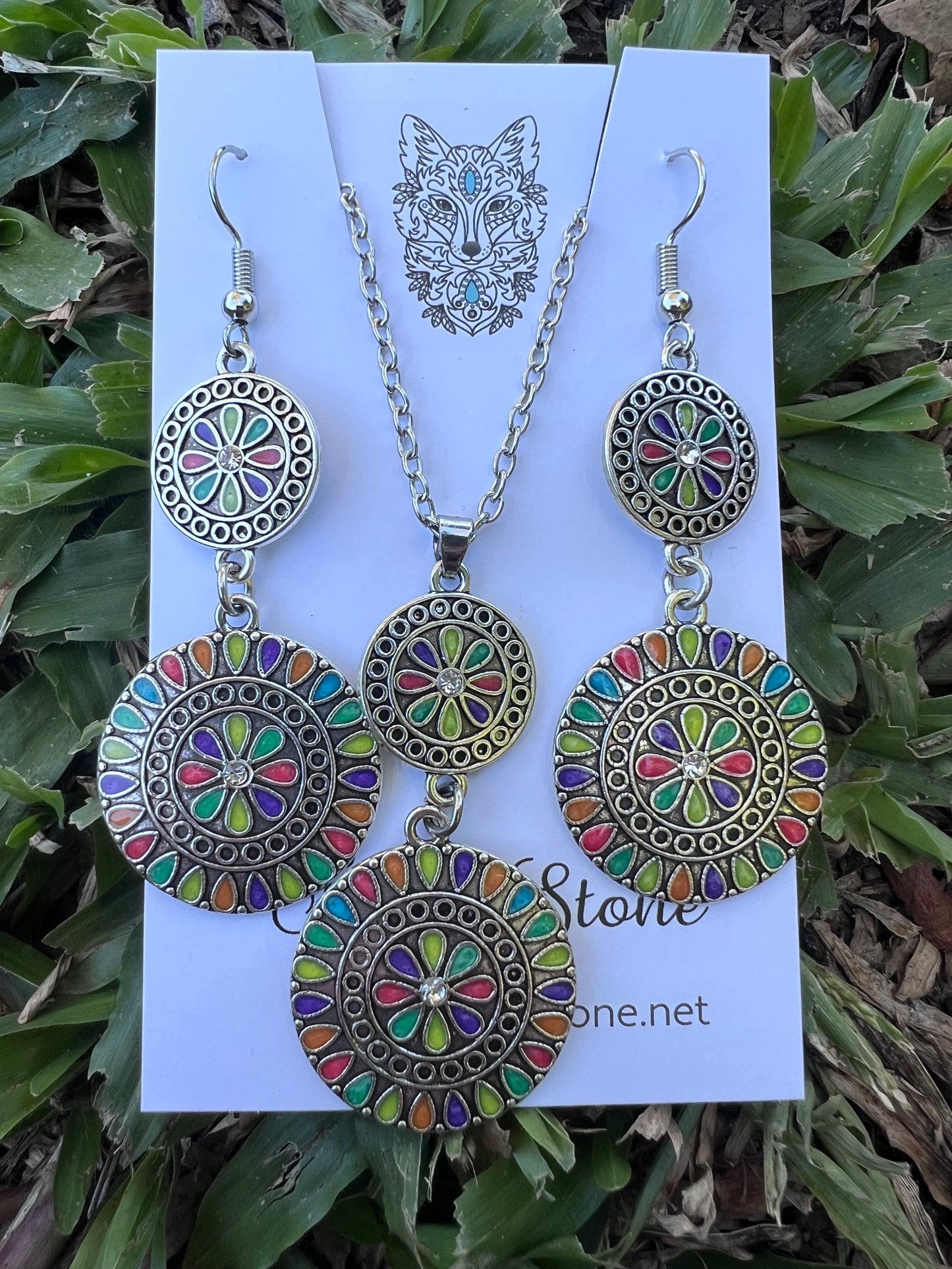 Round Pendant Earring Set