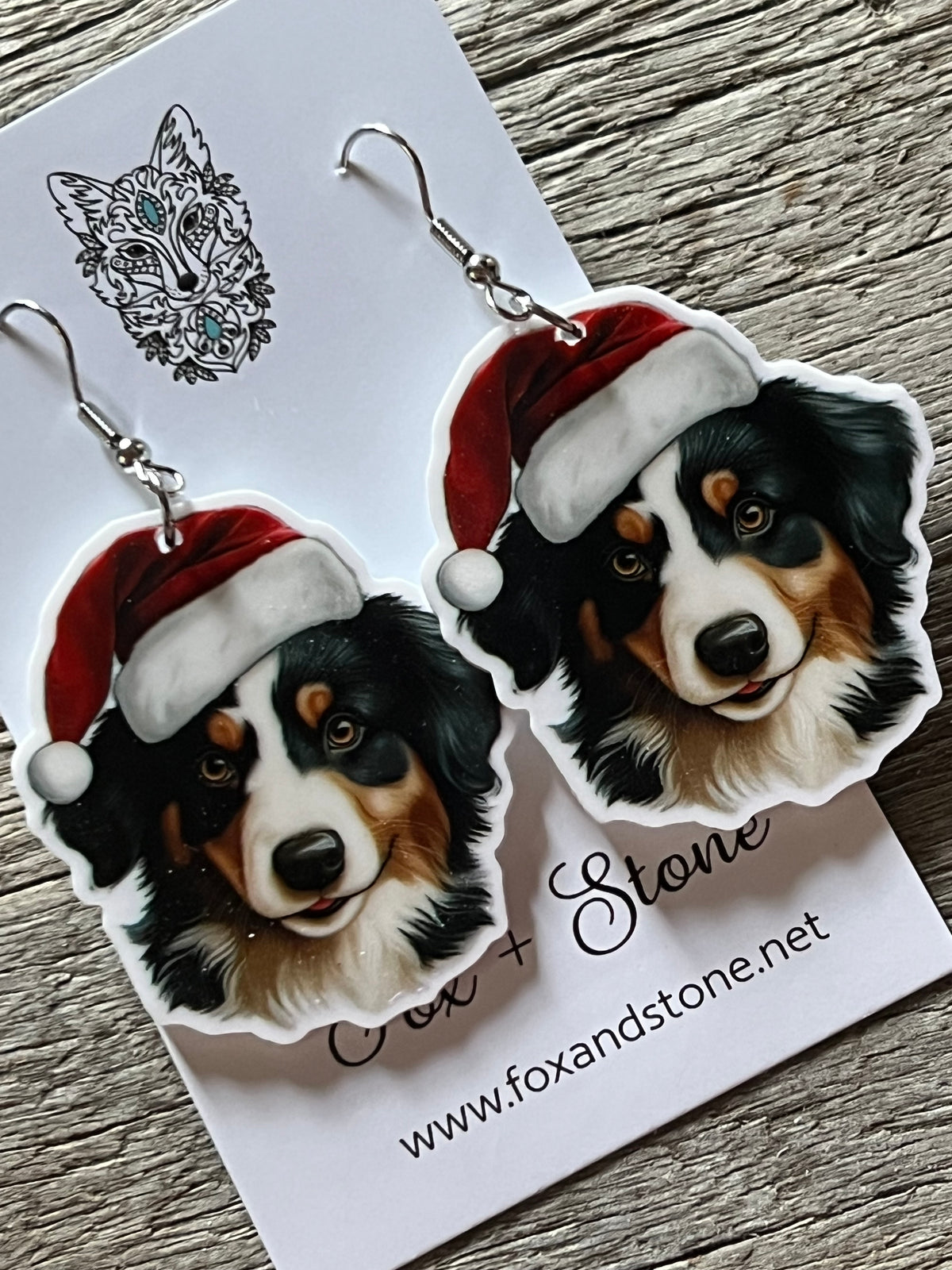 Mini American Shepard Xmas Dog Earrings
