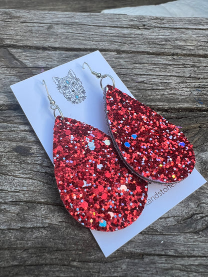 Fire Red High Sparkle Large Sequin Earrings