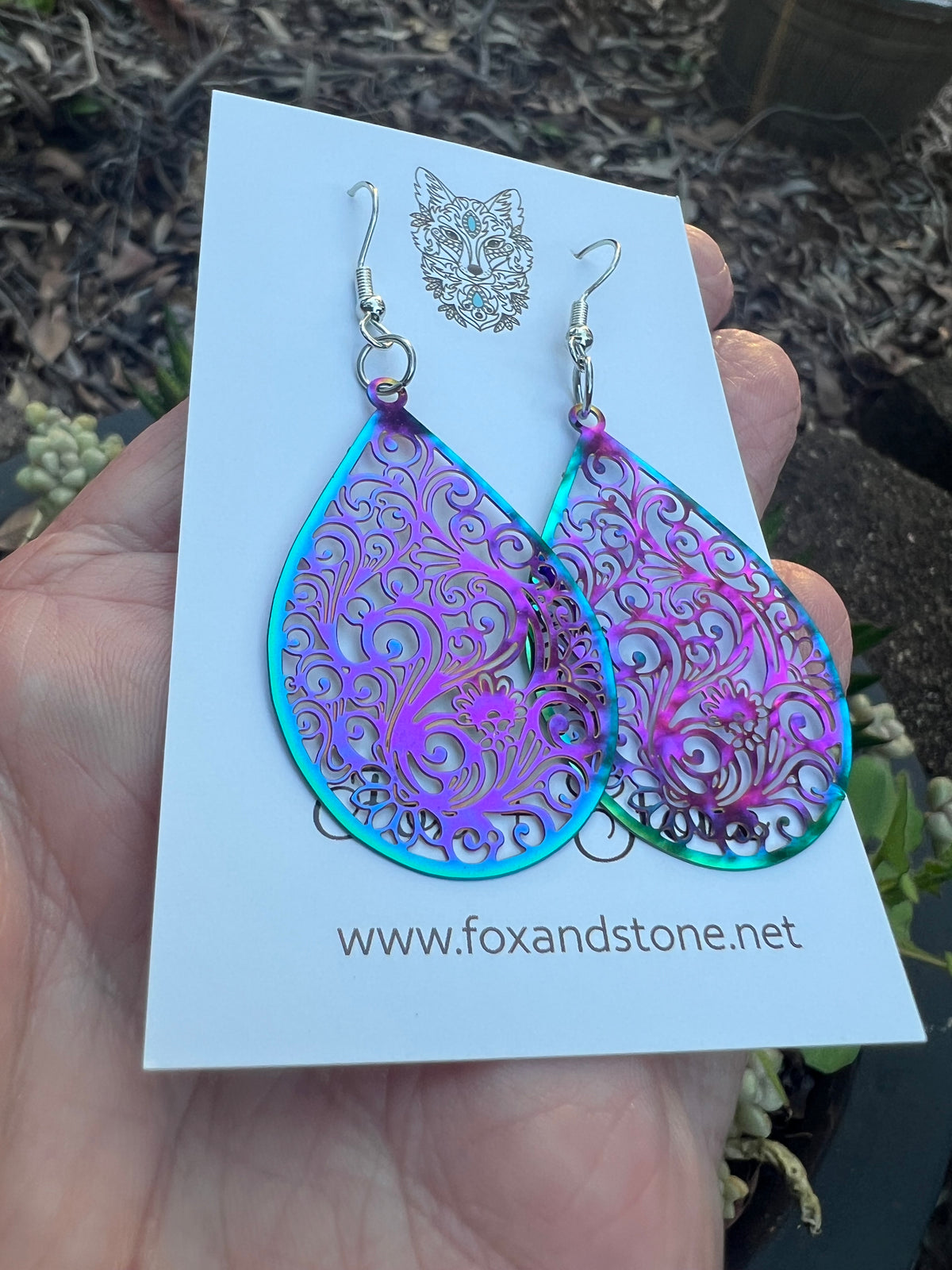 Iridescent Filigree Swirl Earrings