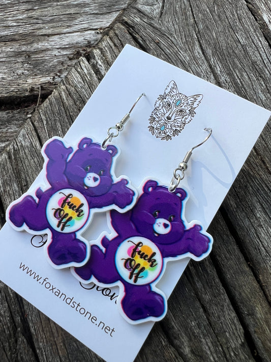 F Off Naughty Bear Earrings