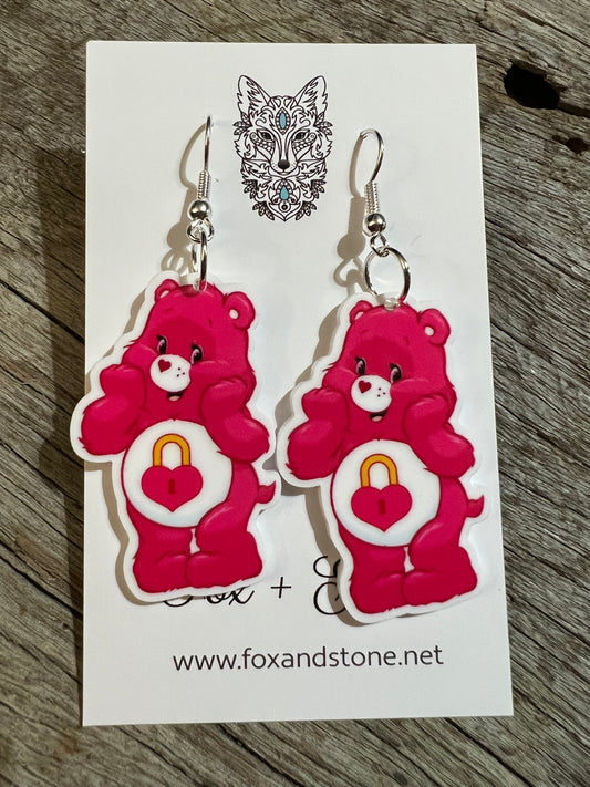 Locked Heart Bear Earrings