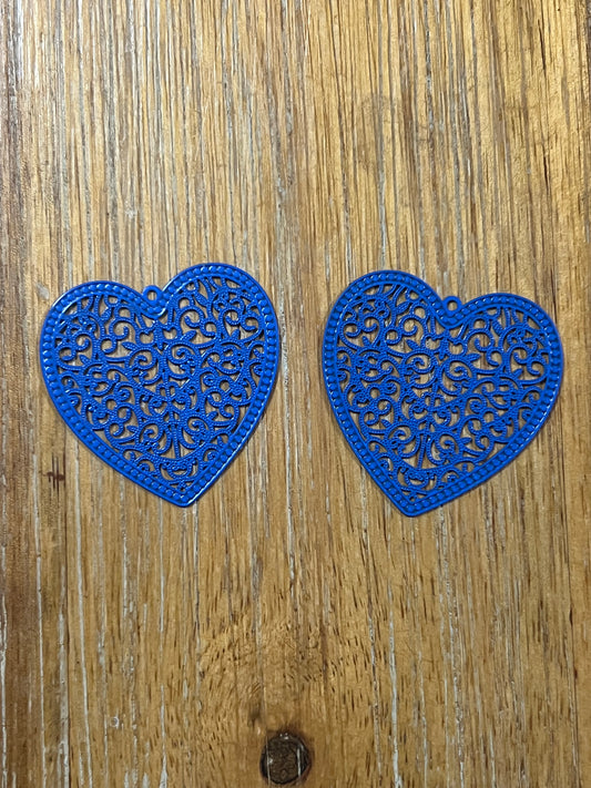 Heart Filigree Blue Earrings