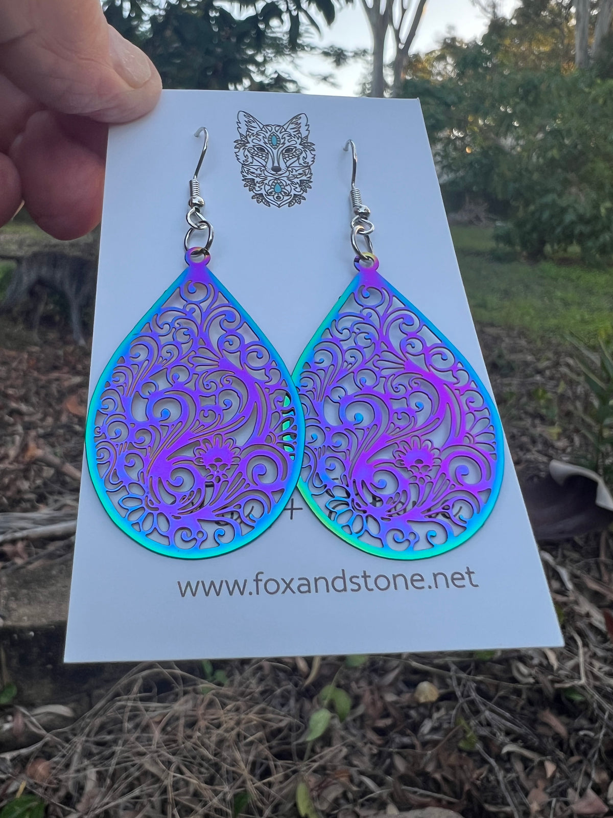 Iridescent Filigree Swirl Earrings