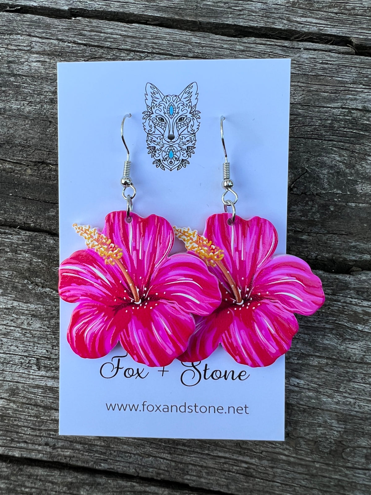 Beautiful Pink Hibiscus Earrings